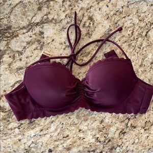 COPY - Victoria Secret Halter Swim Top - Maroon - 34A